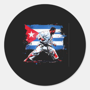 Kubansk boxer - Kubanskt Pride Boxing Cuba Flagga Runt Klistermärke