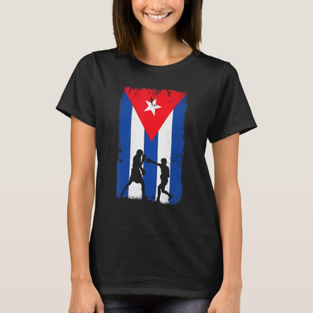 Kubansk Boxing Cuba Flagga T Shirt (Framsida)
