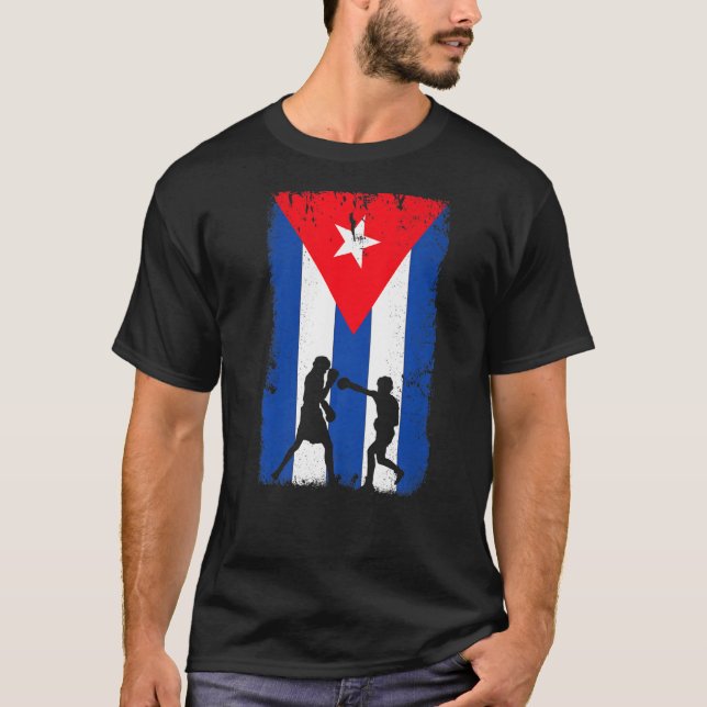 Kubansk Boxing Cuba Flagga T Shirt (Framsida)