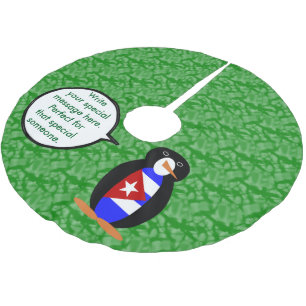 Kubansk Flagga Helgdag Penguin Talking Julgransmatta Borstad Polyester