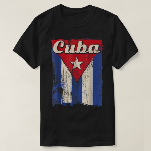Kubansk Flagga Patriotic Support Cuba Graphic Vint T Shirt (Design framsida)