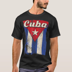 Kubansk Flagga Patriotic Support Cuba Graphic Vint T Shirt
