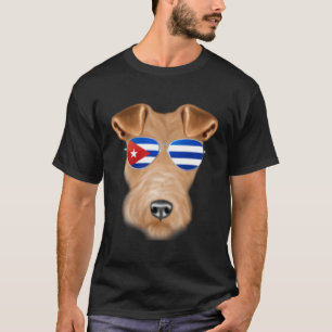 Kubansk Flagga Wire Fox Terrier Hund Cuba Pocket T Shirt
