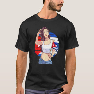 Kubansk flicka Kubas flagga latinamerikansk kubans T Shirt
