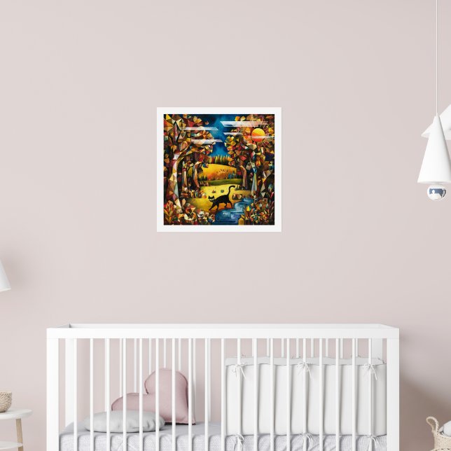 Kubansk höstskog med floden och Meadow Poster (Barnkammare 2)