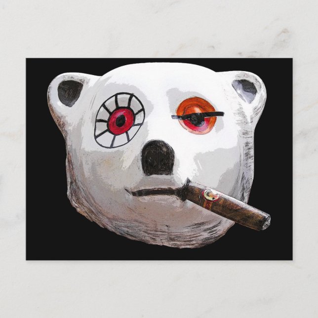 Kubansk Nalle med Cigar, svart bak Vykort (Framsida)