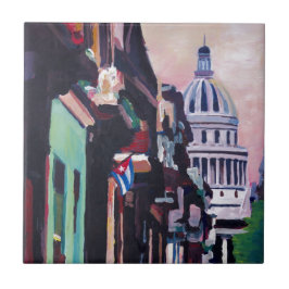 Kubansk Oldtimergataplats i den Havana Kuban Kakelplatta