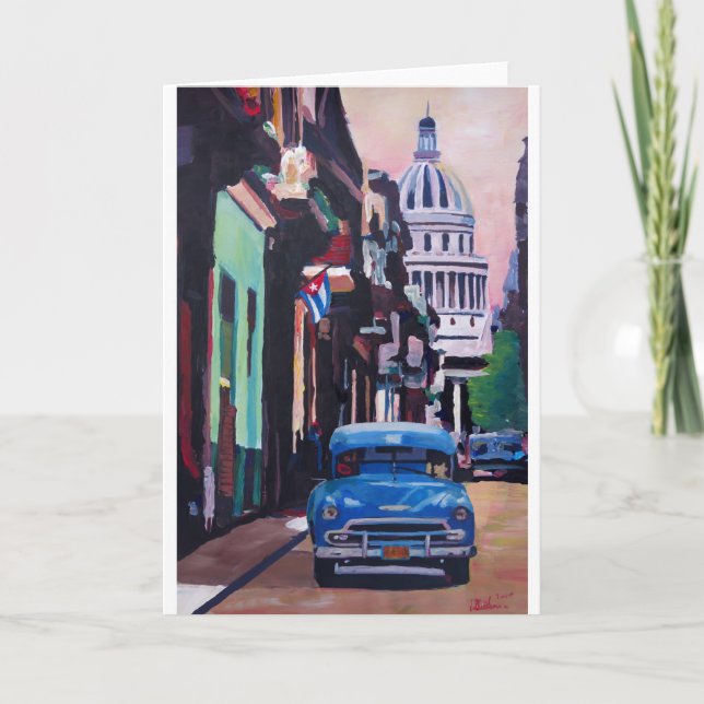 Kubansk Oldtimergataplats i den Havana Kuban Kort (Framsida)