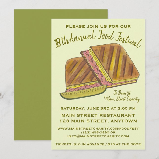 Kubansk sandwich Ham Gris schweizisk ost Livsmedel Inbjudningar (Fram/baksida)