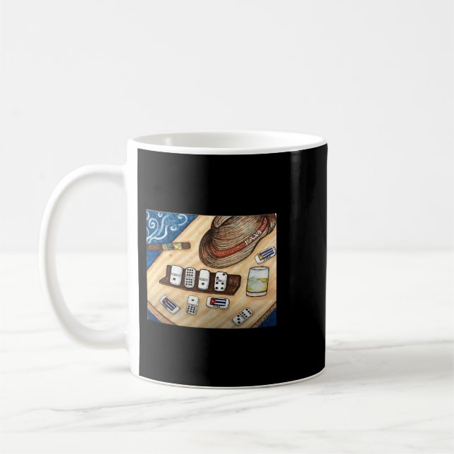 Kubansk shirt Cuba Dominoes Game Havana Cuban Ciga Kaffemugg (Vänster)