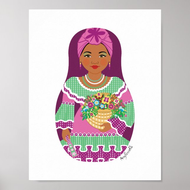 Kubansk Violett Matryoshka Affisch (Framsidan)