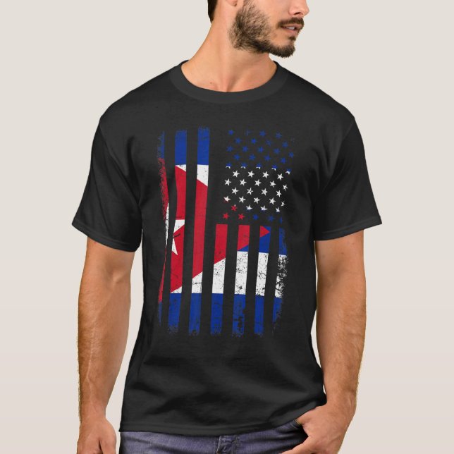 Kubanska amerikanska Flagga, kubanska rötter Ameri T Shirt (Framsida)