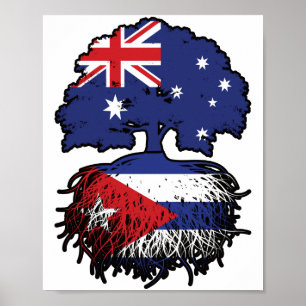 Kubanska australiska Australien Träd Roots Flagga Poster