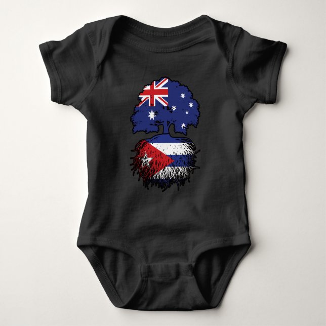 Kubanska australiska Australien Träd Roots Flagga T Shirt (Framsida)