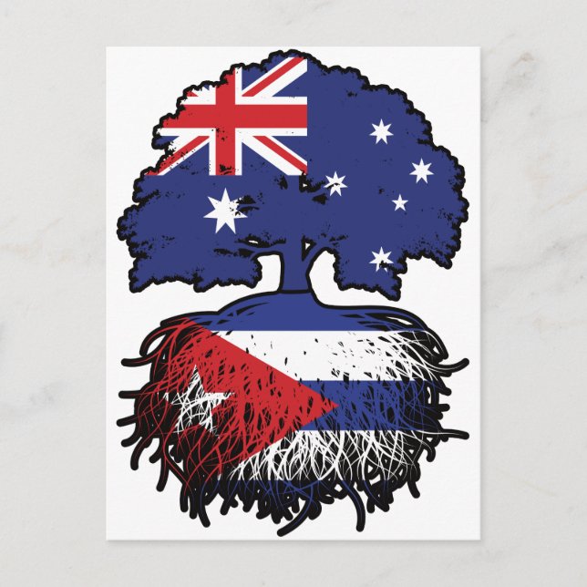 Kubanska australiska Australien Träd Roots Flagga Vykort (Framsida)