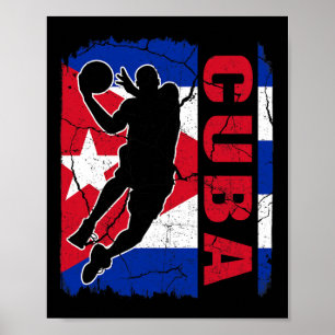 Kubanska basketbollspelaren Cuba Flagga Basketball Poster