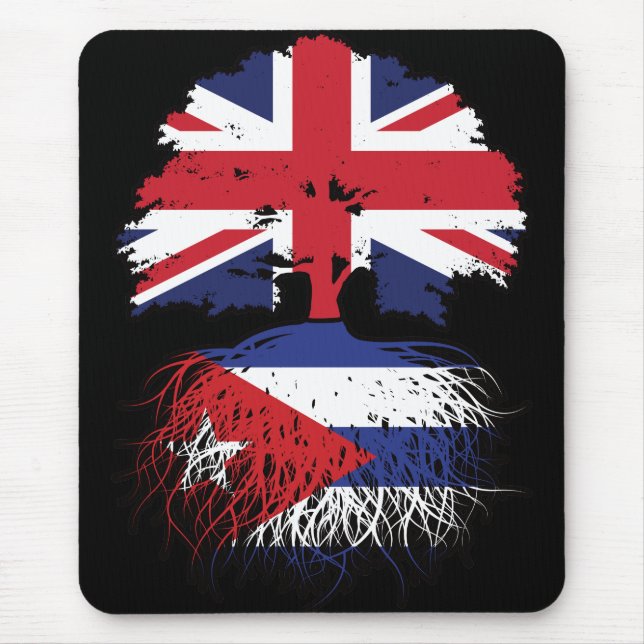 Kubanska brittiska brittiska Träd-rötter Flagga Musmatta (Framsidan)