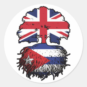Kubanska brittiska brittiska Träd-rötter Flagga Runt Klistermärke