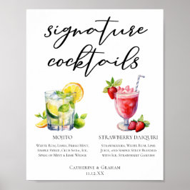 Kubanska Cocktails Mojito Strawberry Daiquiri Menu Poster