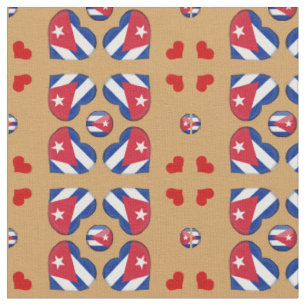 Kubanska Flagga & Cuba Heart mode Fabric Tyg