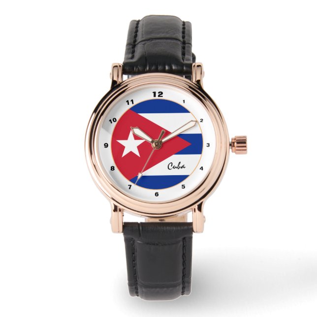 Kubanska Flagga & Kuba trendig mode /design watch Armbandsur (Framsida)