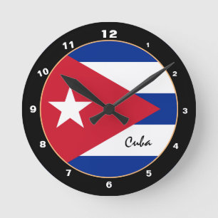 Kubanska Flagga och Kuba-trendiget hem/designklock Rund Klocka