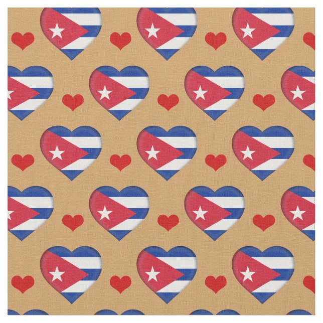 Kubanska Flagga & Red Heart mode Fabric/Cuba Tyg (Närbild)