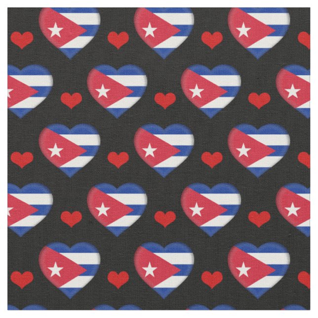 Kubanska Flagga & Red Heart mode Fabric/Cuba Tyg (Närbild)