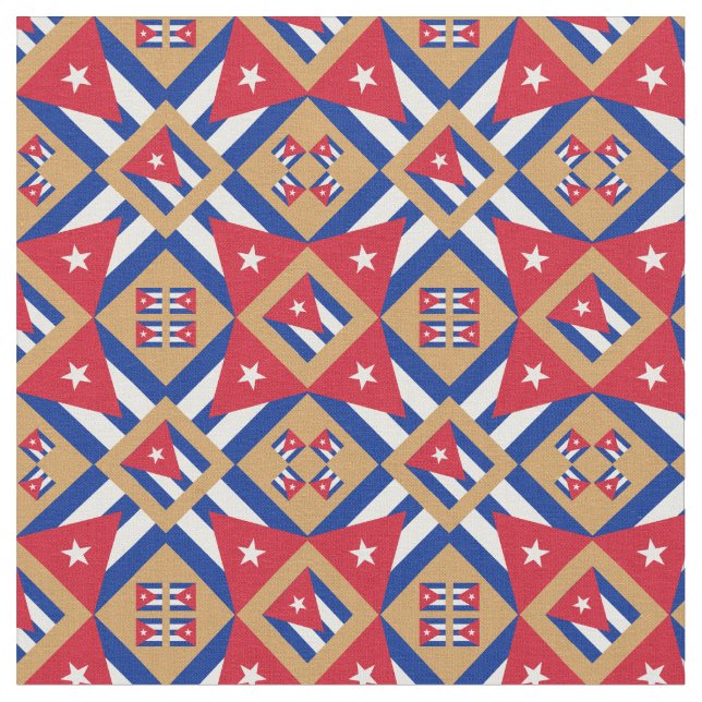 Kubanska Flagga & Trendig Cuba Fabric mode GLD Tyg (Närbild)