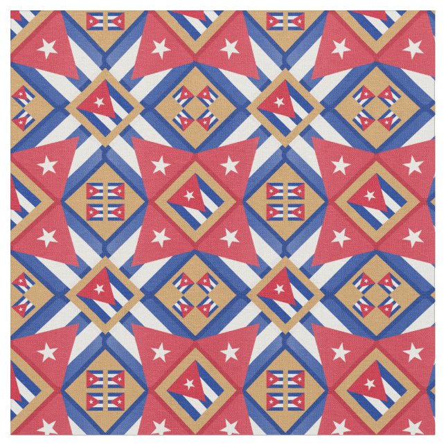 Kubanska Flagga & Trendig Cuba Fabric mode GLD Tyg (Närbild)