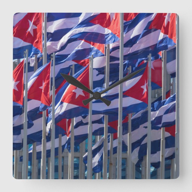 Kubanska flaggor, Havanna, Kuba Fyrkantig Klocka (Framsida)