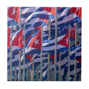 Kubanska flaggor, Havanna, Kuba Kakelplatta
