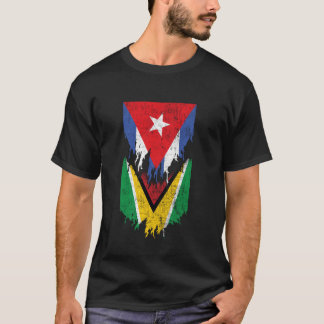 Kubanska Guyanesiska Flaggor Ripping Torn Cuba Guy T Shirt