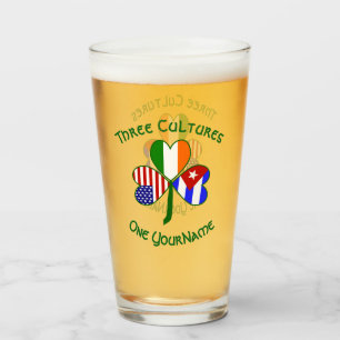 Kubanska Irländska Amerikanska Flaggor Shamrock Pe Glaskopp