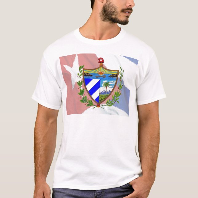 Kubanska Jacka om Arm på kubanska Flagga T Shirt (Framsida)