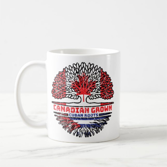 Kubanska kanadensiska kanadensiska Träd Roots Flag Kaffemugg (Vänster)