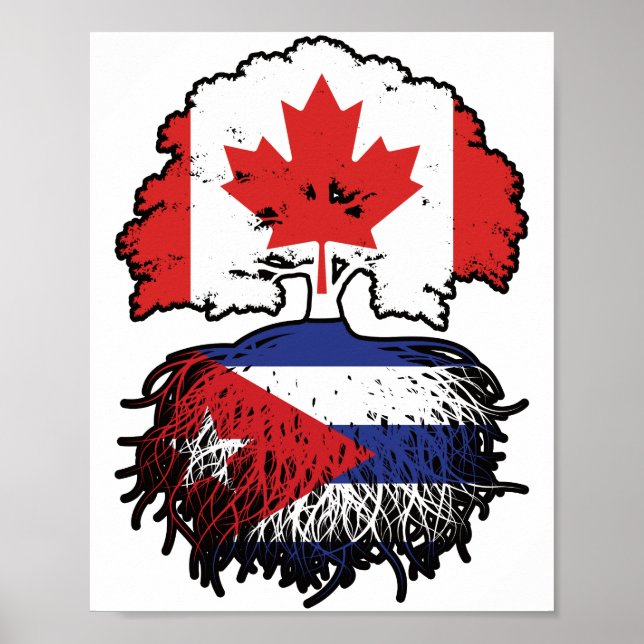 Kubanska kanadensiska kanadensiska Träd Roots Flag Poster (Framsidan)