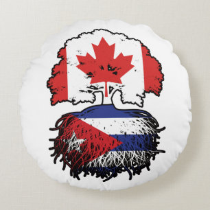 Kubanska kanadensiska kanadensiska Träd Roots Flag Rund Kudde