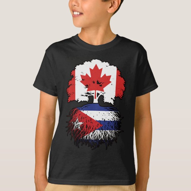Kubanska kanadensiska kanadensiska Träd Roots Flag T Shirt (Framsida)