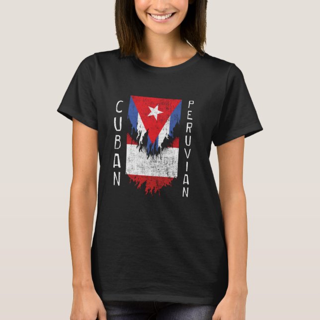 Kubanska peruanska Flaggor rippade Kuba (Torn Kuba T Shirt (Framsida)