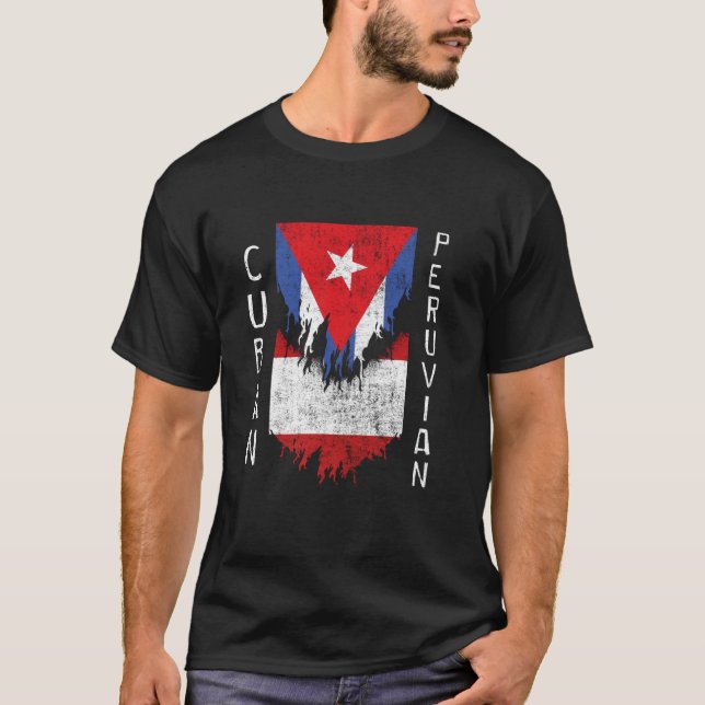 Kubanska peruanska Flaggor rippade Kuba (Torn Kuba T Shirt (Framsida)