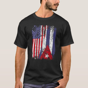Kubanska rötter Halva amerikanska Flagga Cuba Flag T Shirt