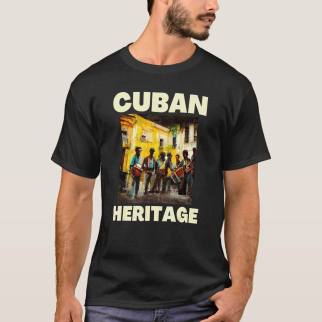 Kubanskt arv Street Music Sol Music Havana Kuba T Shirt (Framsida)