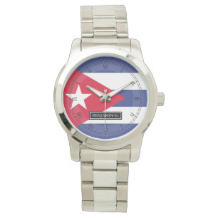 Kubanskt Flagga anpassade namn Armbandsur