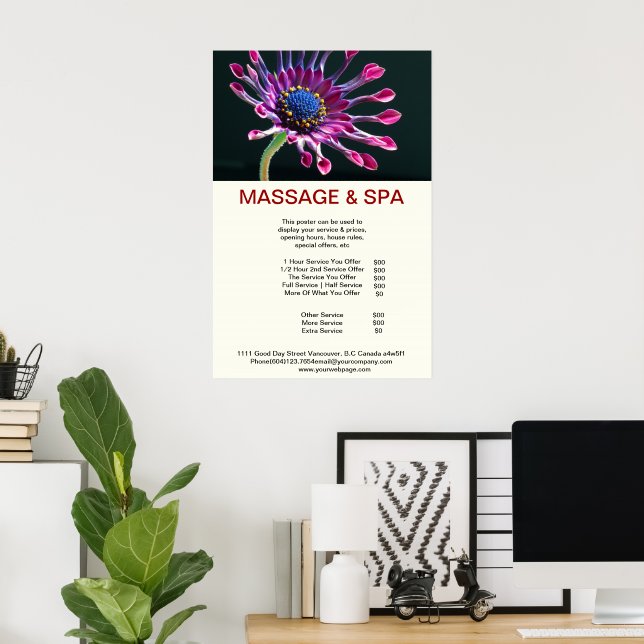 Kubanspider Spa Massage Beauty Salon Poster (Hemmakontoret)