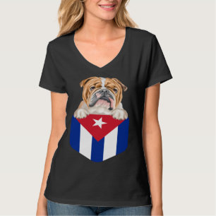 Kubas flagga Bulldog Hund I fickan T Shirt