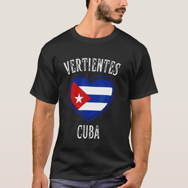 Kubas flagga Hjärta Vertientes Stad T Shirt (Framsida)