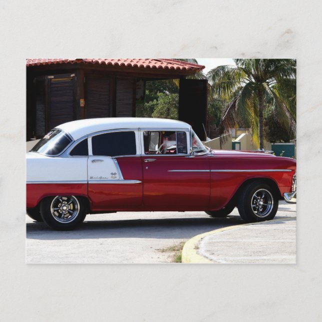 Kubas klassiska cars Red n White-vykort Vykort (Framsida)