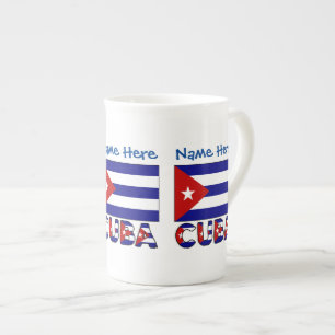 Kubas Mörk blått kubanska Flagga Blue Personalizat Benporslin Mugg