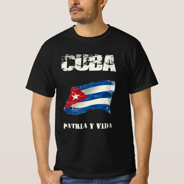 Kubas patria y vida-frihet Kuba Va Kuba fri T Shirt (Framsida)